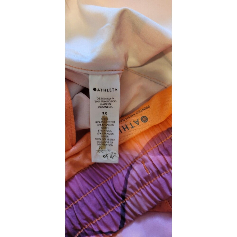 Athleta Sz 3X Printed Mesh Racer Run Shorts 4" NWT Orange & Pink Womens - Picture 9 of 15